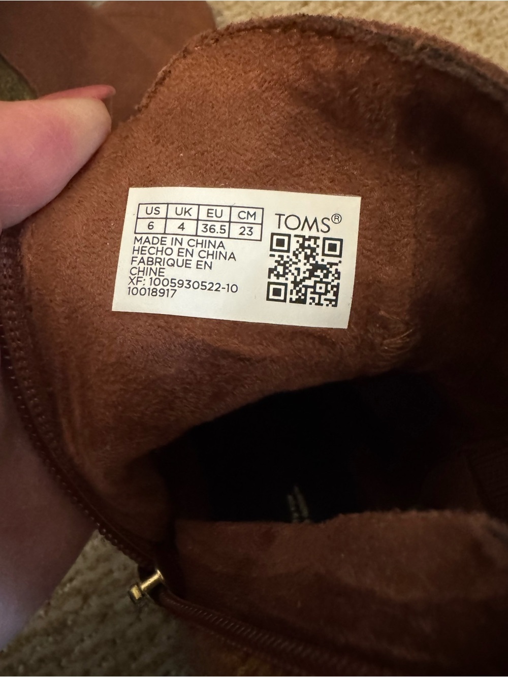 Toms Rust Suede Ankle Booties with Plaid Panel - Picture 5 of 7